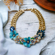 Load image into Gallery viewer, IRIS - Blue Flower Statement Necklace
