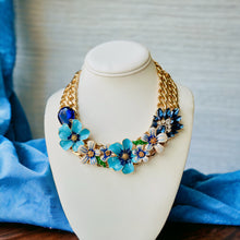 Load image into Gallery viewer, Blue Flower Necklace, Flower Necklace, Spring Jewelry
