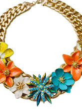 Load image into Gallery viewer, KALINA - Orange and Yellow Multi-color Flower Statement Necklace
