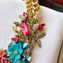Load image into Gallery viewer, HAZEL - Pink and Turquoise Flower Statement Necklace
