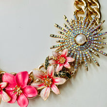 Load image into Gallery viewer, CASSIA - Pink Flower Statement Necklace
