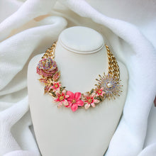 Load image into Gallery viewer, Pink Flower Necklace, Pink Necklace, Spring Jewelry
