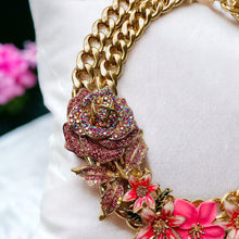 Load image into Gallery viewer, CASSIA - Pink Flower Statement Necklace
