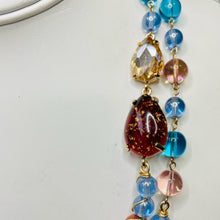 Load image into Gallery viewer, YOLANDA- Blue and Yellow Multi color Wire Wrapped Beaded Necklace
