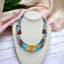 Load image into Gallery viewer, YOLANDA- Blue and Yellow Multi color Wire Wrapped Beaded Necklace
