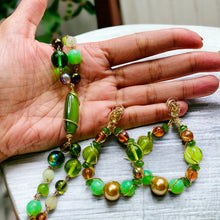 Load image into Gallery viewer, CEE JAY- Green Multi colored Beaded Bracelet and Earring Set
