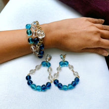 Load image into Gallery viewer, OPHELIA- Blue Braided Beaded Bracelet and Wire Wrapped Earring Set
