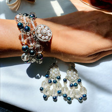 Load image into Gallery viewer, NAILEAH- Gray Multi colored Beaded Chandelier Earrings and Bracelet
