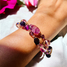 Load image into Gallery viewer, POLLY ANNA- Purple Multi-color Braided Beaded Bracelet and Earrings

