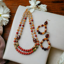 Load image into Gallery viewer, DEE ANNA- Brown Multi color Wire Wrapped Beaded Necklace and Drop Earring Set
