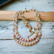 Load image into Gallery viewer, JAE CEE- Light Pink and Peach Wire Wrapped Beaded Necklace and Bracelet Set

