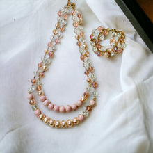 Load image into Gallery viewer, JAE CEE- Light Pink and Peach Wire Wrapped Beaded Necklace and Bracelet
