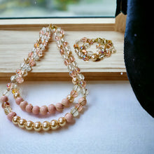 Load image into Gallery viewer, JAE CEE- Light Pink and Peach Wire Wrapped Beaded Necklace and Bracelet
