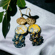 Load image into Gallery viewer, CANDACE- Blue and Gold Beaded Drop Earrings
