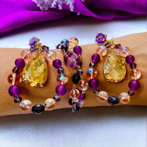 Purple Bracelet Set, Earring Set, Purple Jewelry Set