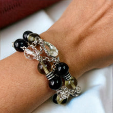 Load image into Gallery viewer, Black and Silver Bracelet, Beaded Bracelet
