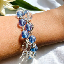 Load image into Gallery viewer, BREE- Blue and Silver Beaded Braided Bracelet and Tear Drop Earring Set
