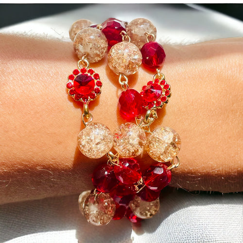Red and Gold Beaded Bracelets. Red Beaded Bracelets