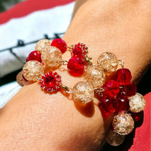 Load image into Gallery viewer, SAMARA- Red Multi-color Braided Beaded Bracelet and Chandelier Earrings
