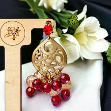 Load image into Gallery viewer, SALMA- Red and Gold Beaded Chandelier Earrings
