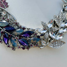 Load image into Gallery viewer, KALINE - Purple and Silver Flower Statement Necklace
