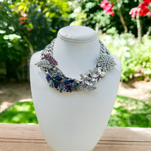 Load image into Gallery viewer, Purple and Silver Necklace, Statement Necklace, Summer Jewelry
