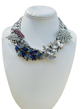 Load image into Gallery viewer, KALINE - Purple and Silver Flower Statement Necklace
