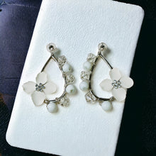 Load image into Gallery viewer, SHOSHANNA- White Flower Beaded Tear Drop Earrings
