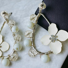 Load image into Gallery viewer, SHOSHANNA- White Flower Beaded Tear Drop Earrings
