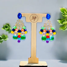 Load image into Gallery viewer, Rainbow Colored Earrings, Flower Earrings, Chandelier Earrings
