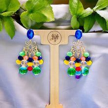 Load image into Gallery viewer, BETTANY- Rainbow Colored Beaded Chandelier Earrings
