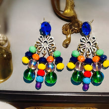 Load image into Gallery viewer, BETTANY- Rainbow Colored Beaded Chandelier Earrings
