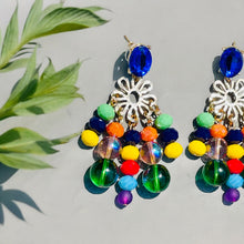 Load image into Gallery viewer, BETTANY- Rainbow Colored Beaded Chandelier Earrings
