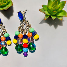 Load image into Gallery viewer, BETTANY- Rainbow Colored Beaded Chandelier Earrings
