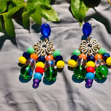 Load image into Gallery viewer, BETTANY- Rainbow Colored Beaded Chandelier Earrings
