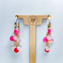 Load image into Gallery viewer, SUSANNAH- Pink Beaded Crochet Chandelier Hoop Earrings
