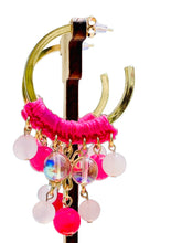 Load image into Gallery viewer, SUSANNAH- Pink Beaded Crochet Chandelier Hoop Earrings
