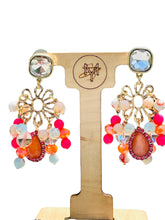 Load image into Gallery viewer, ZALIE- Pink and Orange Beaded Chandelier Earrings
