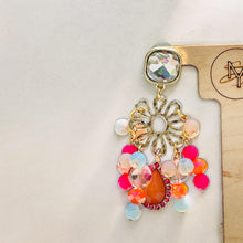 Load image into Gallery viewer, ZALIE- Pink and Orange Beaded Chandelier Earrings
