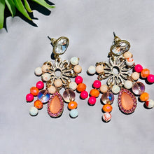 Load image into Gallery viewer, ZALIE- Pink and Orange Beaded Chandelier Earrings
