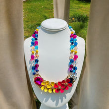 Load image into Gallery viewer, Rainbow Color Necklace, Beaded Necklace, Flower Necklace
