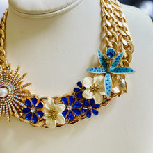 Load image into Gallery viewer, BELLADONNA - Blue Flower Statement Necklace
