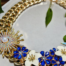 Load image into Gallery viewer, BELLADONNA - Blue Flower Statement Necklace
