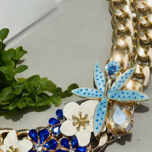 Load image into Gallery viewer, BELLADONNA - Blue Flower Statement Necklace
