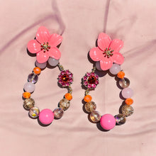 Load image into Gallery viewer, FLORISE- Pink and Orange Multi color Flower Beaded Earrings
