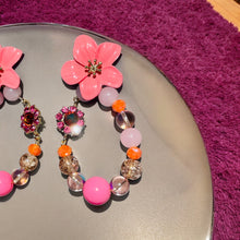 Load image into Gallery viewer, FLORISE- Pink and Orange Multi color Flower Beaded Earrings
