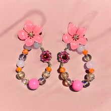 Load image into Gallery viewer, FLORISE- Pink and Orange Multi color Flower Beaded Earrings
