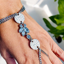 Load image into Gallery viewer, MELIA- Silver and Crystal Finger/ Ring Bracelet
