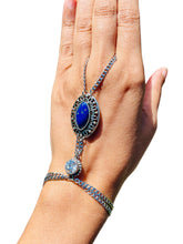 Load image into Gallery viewer, AVRILLE- Blue and Silver Finger/ Ring Bracelet
