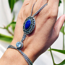 Load image into Gallery viewer, AVRILLE- Blue and Silver Finger/ Ring Bracelet
